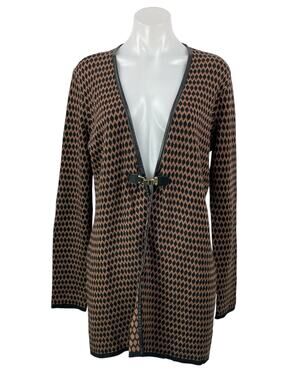 Charter Club Black Brown Long Sleeves Knit Toggle Cardigan Sweater Top Size M